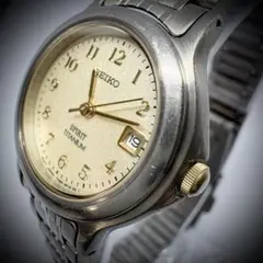 SEIKO SPIRITチタン レディース腕時計ゴールド文字稼働品新品電池交換済