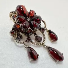 碌山 ロクザン ゴールドカラー SILVER925 ガーネット ブローチ