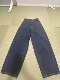 ダークブルー ワイドレッグ デニムパンツ