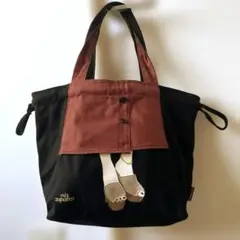未使用美品　mis zapatos ショルダーバッグ キャンバス　絞り紐付き