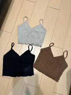 リブ編みキャミソール3色セット