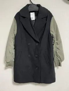 【新品】H&M チェスターコート ブラック/オリーブ S