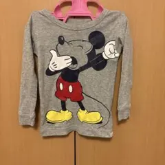 GAPとDisneyのコラボ　ミッキーマウス 長袖Tシャツ グレー 90