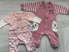 西松屋　ピンクの動物ロンパース2点セット