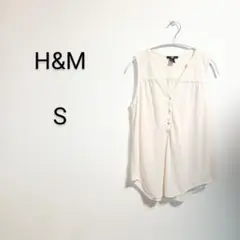 S664 エイチアンドエム H&M ベージュ ノースリーブ シャツ S
