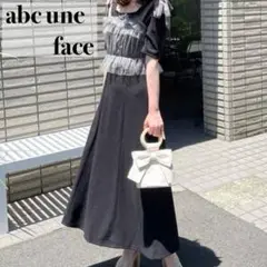 極美品✨ abc une face 半袖チュールビスチェワンピース ライトグレー