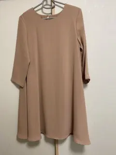 ベージュ Aライン 3/4袖 ワンピース 入園式入学式