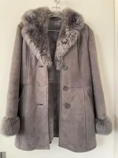 オ*ム様 ふわふわヴィンテージ/本革ムートン・ショートコート【グレー】