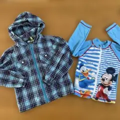 ミッキー・ドナルド ラッシュガード（サイズ95）、上着（サイズ110）２点セット
