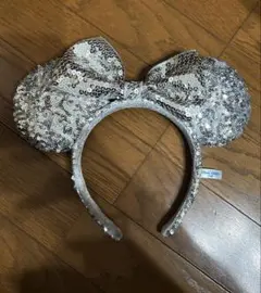 シルバー ミニー耳カチューシャ スパンコール