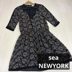 sea NEWYORK ペイズリー柄 レース切替 七分袖ワンピース　2のサムネイル