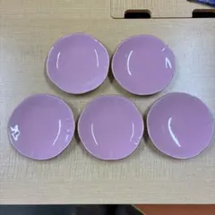 ピンクのお花型の陶器皿　5枚セット