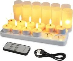LEDキャンドルライト 充電式 12個セット リモコン付き ティーライト