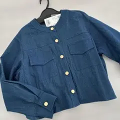 【新品タグあり定価6598円】ダークブルー クロップドデニムジャケット