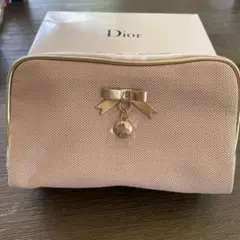 Dior リボンチャーム ポーチ ピンク