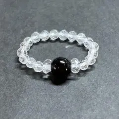 BR896 天然石 パワーストーン ビーズリング テクタイト 天然水晶