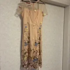 花柄刺繍シフォンミニドレス