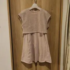 GU　ワンピース　ピンク　重ね着　美品　130cm　大人気　女の子　夏　メッシュ