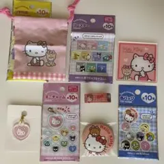 サンリオ キティ セット プチ巾着 コースター ミニチャーム 缶バッジ マステ