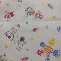 綿プリント生地　宇宙　ロボット　星