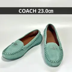 極美品✨ COACH 23㎝ スエード モカシン ローファー ライトブルーのサムネイル