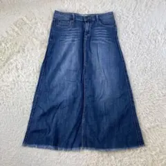 Letter レター 切りっぱなし ロングデニムスカート ペンシル ブルー Mのサムネイル