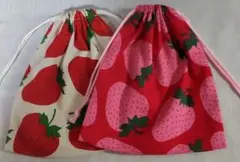 ★値下げ【ハンドメイド】コップ入れ2枚組/18*20/おおきないちご