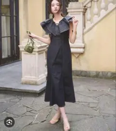 リリアンカラット　デニムワンピース　フリル　サイズ1 ブラック