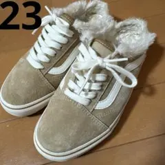 値下げ中❤️VANS ベージュ スエード スリッポン ファー付き