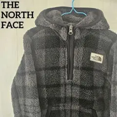 【希少】ノースフェイス キッズ ハーフジップ ボアジャケット チェック柄 120