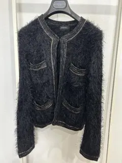 インゲボルグINGEBORG 黒 ファー風カーディガン