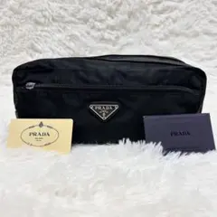 PRADA プラダ ダブル ファスナー ナイロン ポーチ バッグ 化粧ポーチ 黒