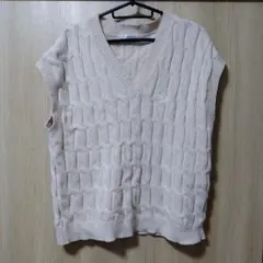 COLZA ベージュ Vネック ニットベスト