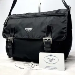 極美品✨ プラダ メッセンジャーバッグ 三角ロゴ ナイロン レザー ブラック