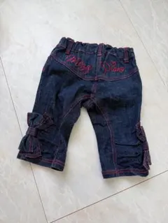 メゾピアノ リボン付きダークデニムハーフパンツ