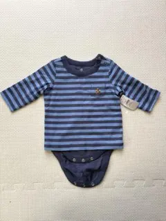GAP ロンパース・カバーオール 0-3ヶ月 青と黒のストライプ