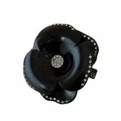 アレクサンドルドゥパリ　バレッタ　カメリア　大きいバレッタ　ブラック