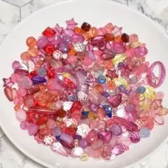 大量まとめ売り ペア ピンク、赤系ビーズ 手染めビーズ アクリルビーズ