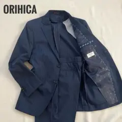 極美品 ORIHICA ネイビー ストライプ スーツ A4