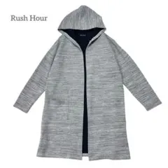 ラッシュアワー ロングカーディガン 羽織り 長袖 フード付 M バイカラー