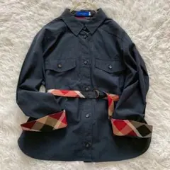 ブルーレーベルクレストブリッジ CBチェック 2way ベルト付 長袖シャツ M