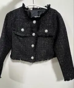 ツイードジャケット 韓国 ショート丈 ゴールドボタン