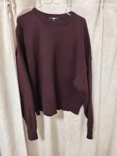 ユニクロC　スムースコットンクルーネックセーター　XL　ワイン　475053