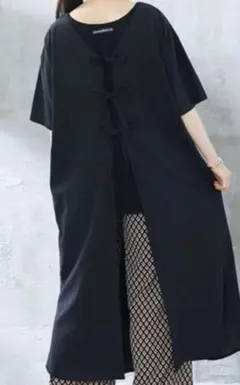 大きいサイズ リボンチュニック Ｖネック ロング2WAYのサムネイル
