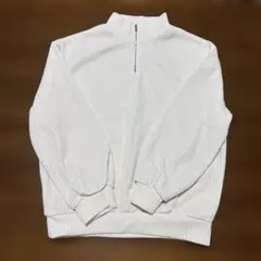 ハーフジップ ワッフルスウェット ホワイト