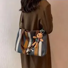 ストライプ柄 トートバッグ ショルダーバッグ 斜め掛け サブバッグ Kロゴ