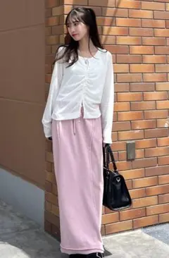 試着のみ JEANASIS ロングスカート ピンクのサムネイル