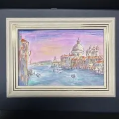原画P 手描き一点物水彩画 イタリア　ベネチア運河　#K38