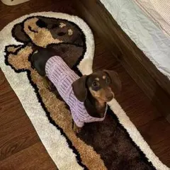ラグ ミニチュアダックス チョコタン マット 犬 ダックスフンド　ペット　犬好き