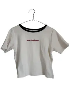 ほぼ未使用 ウィゴー WEGO ロゴ刺繍 Tシャツ ホワイト Fサイズ